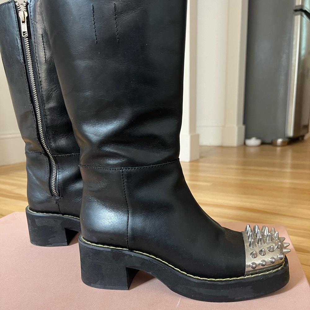 Miu Miu Barely Used Leather Colorblock Pattern Ri… - image 2